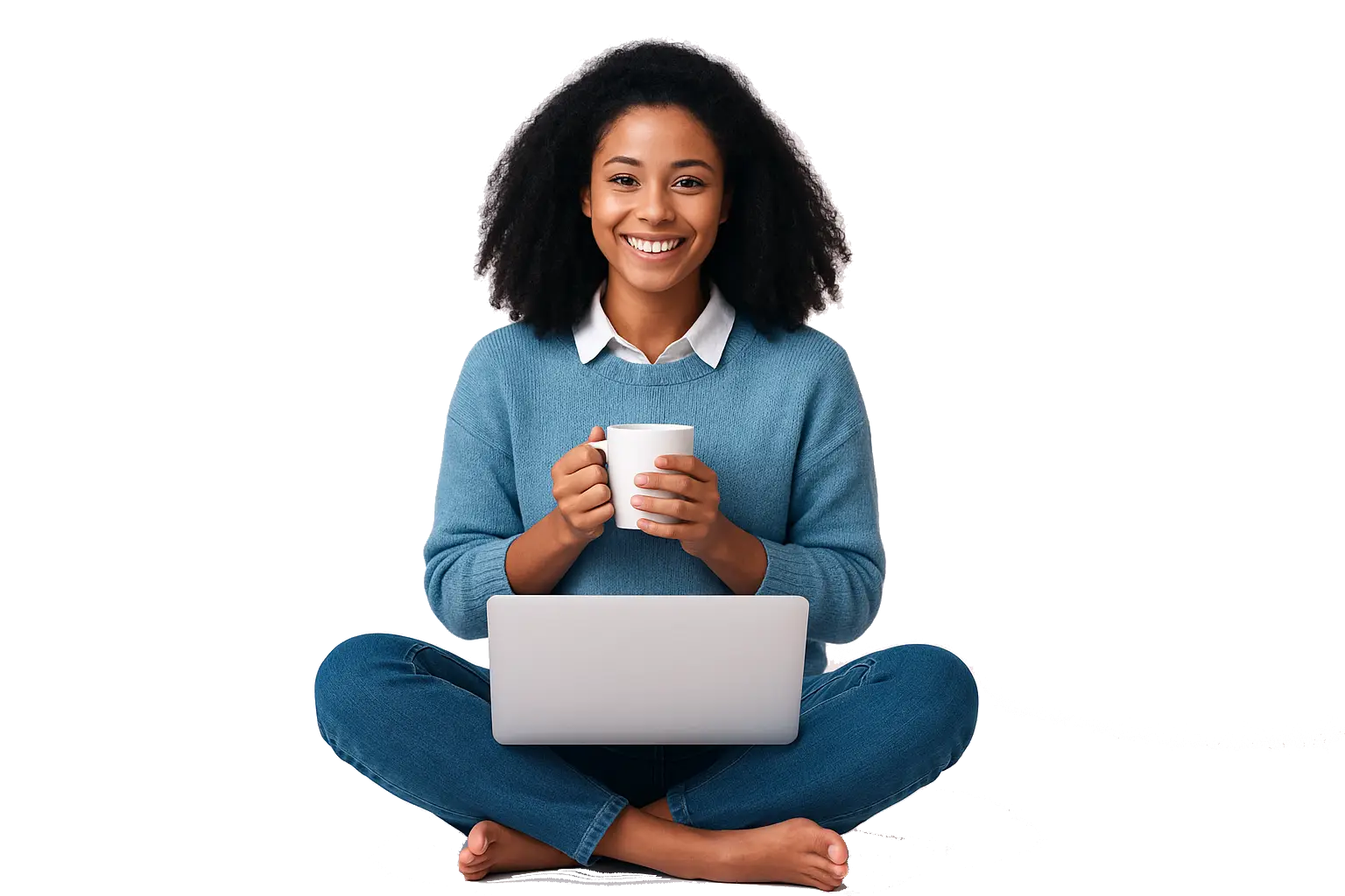 Smiling woman with laptop